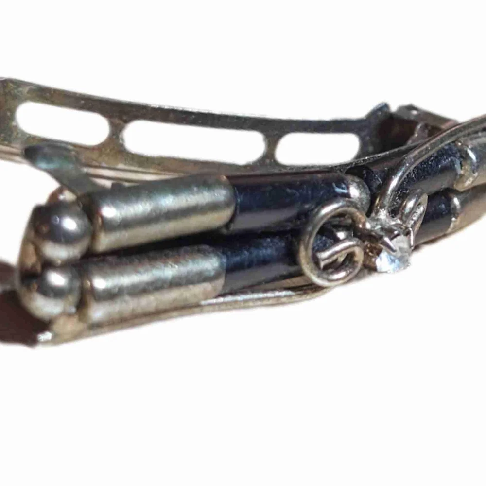 Vintage Fancy Barrette Hair Clip Black Bronze Rhinestone Embellishment Womens